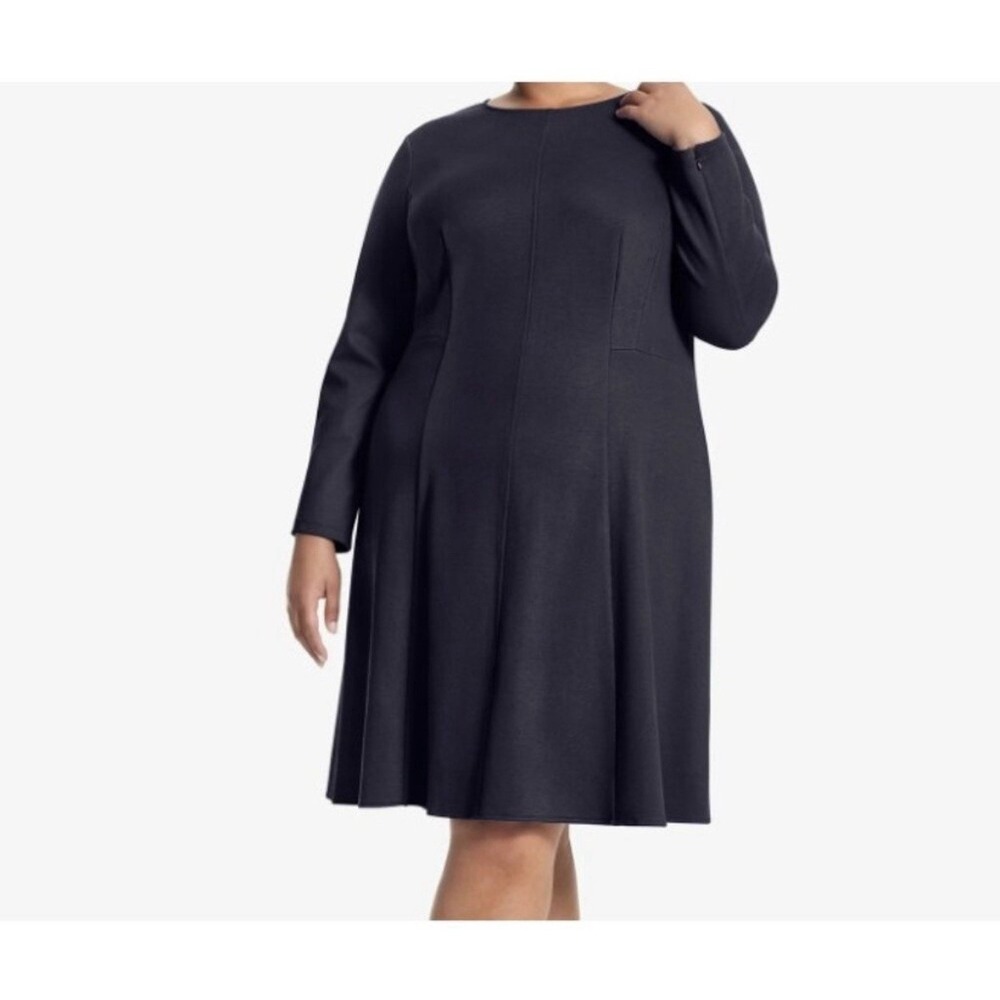 New Plus MM Lafleur Ellis Dress in Textured Ponte Black 3X‎ +3